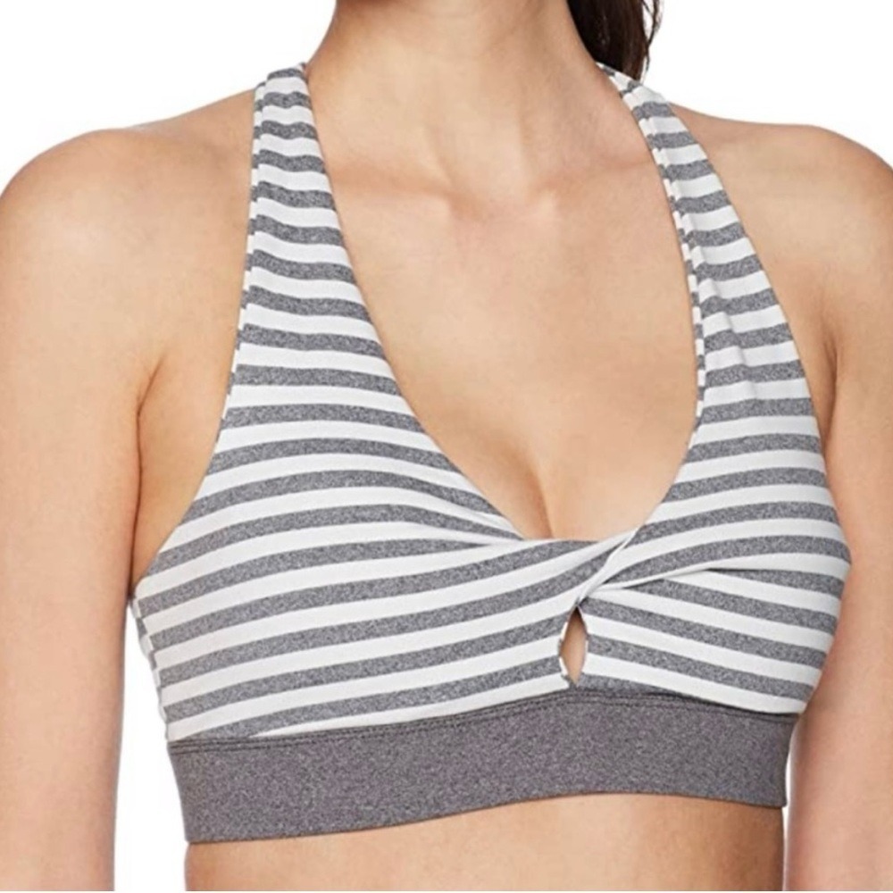 SPLENDID. Women's Large Gray striped, Cross back Bralette. V-neck.